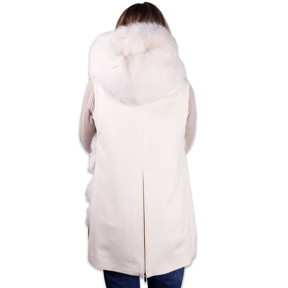 Made in Italy Weißer Wollmantel für Frauen