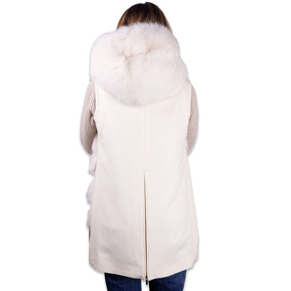 Made in Italy Weißer Wollmantel für Frauen