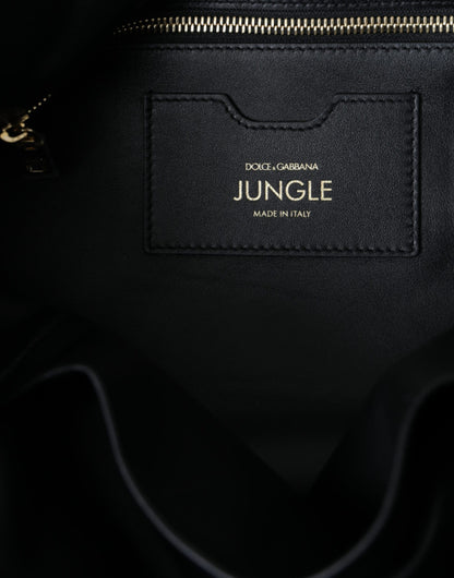 Dolce & Gabbana Schwarze Leder JUNGLE gesteppte Einkaufstasche