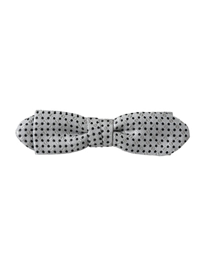 Dolce & Gabbana Graue Seide Polka Dot Verstellbare Hals Männer Papillon Fliege