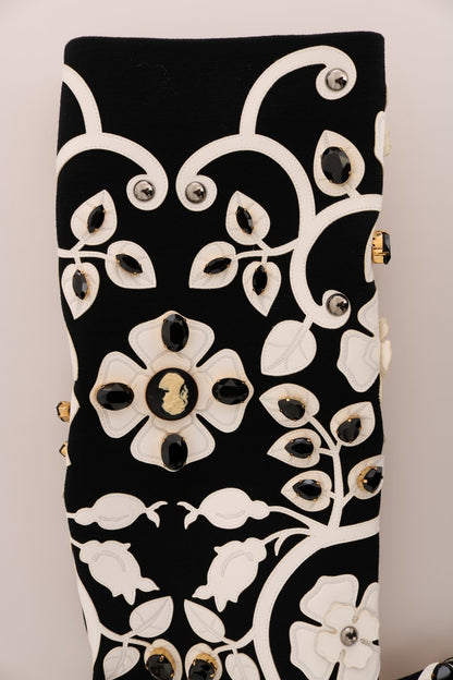 Dolce & Gabbana Schwarze Barock Jacke mit Blumen und Kristall