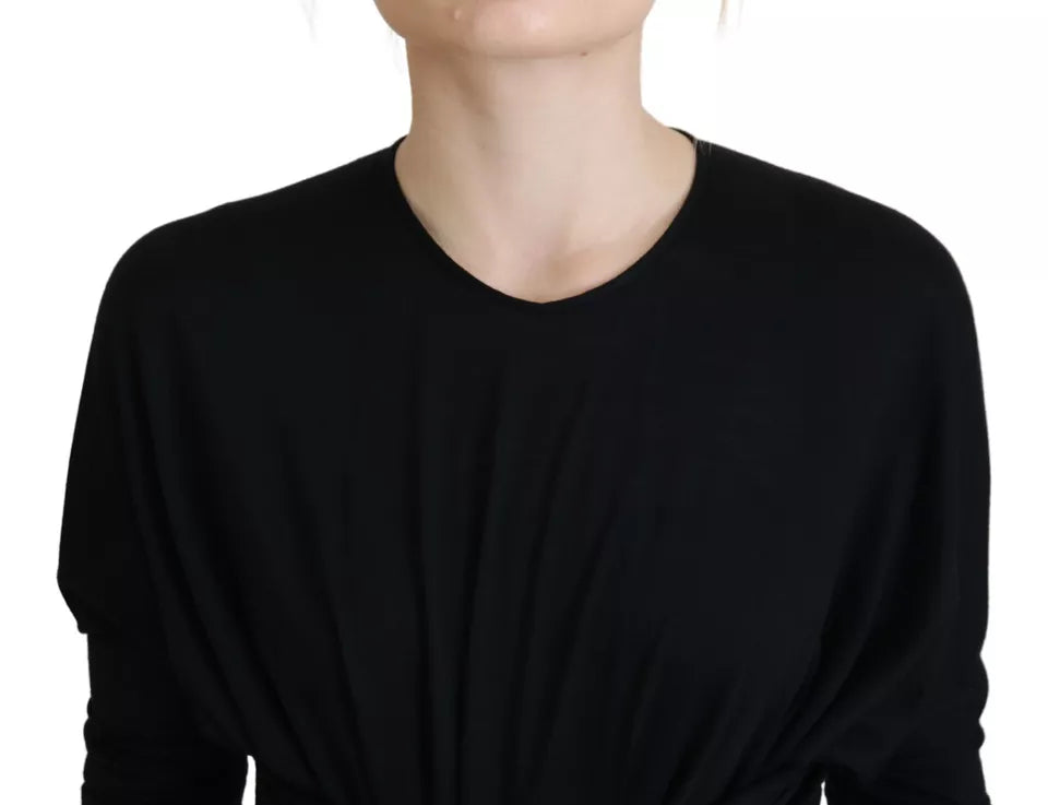 Dolce & Gabbana Schwarzes Etuikleid Midikleid Wolle Wrap Dress