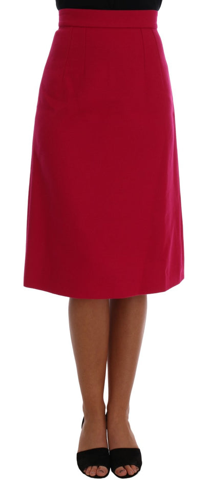 Dolce & Gabbana Knielanger A-Linien-Rock aus rosa Wolle