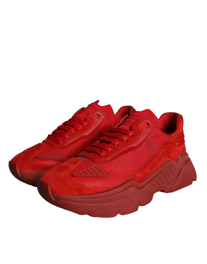 Dolce & Gabbana Rote Leder Daymaster Low Top Sneakers Schuhe