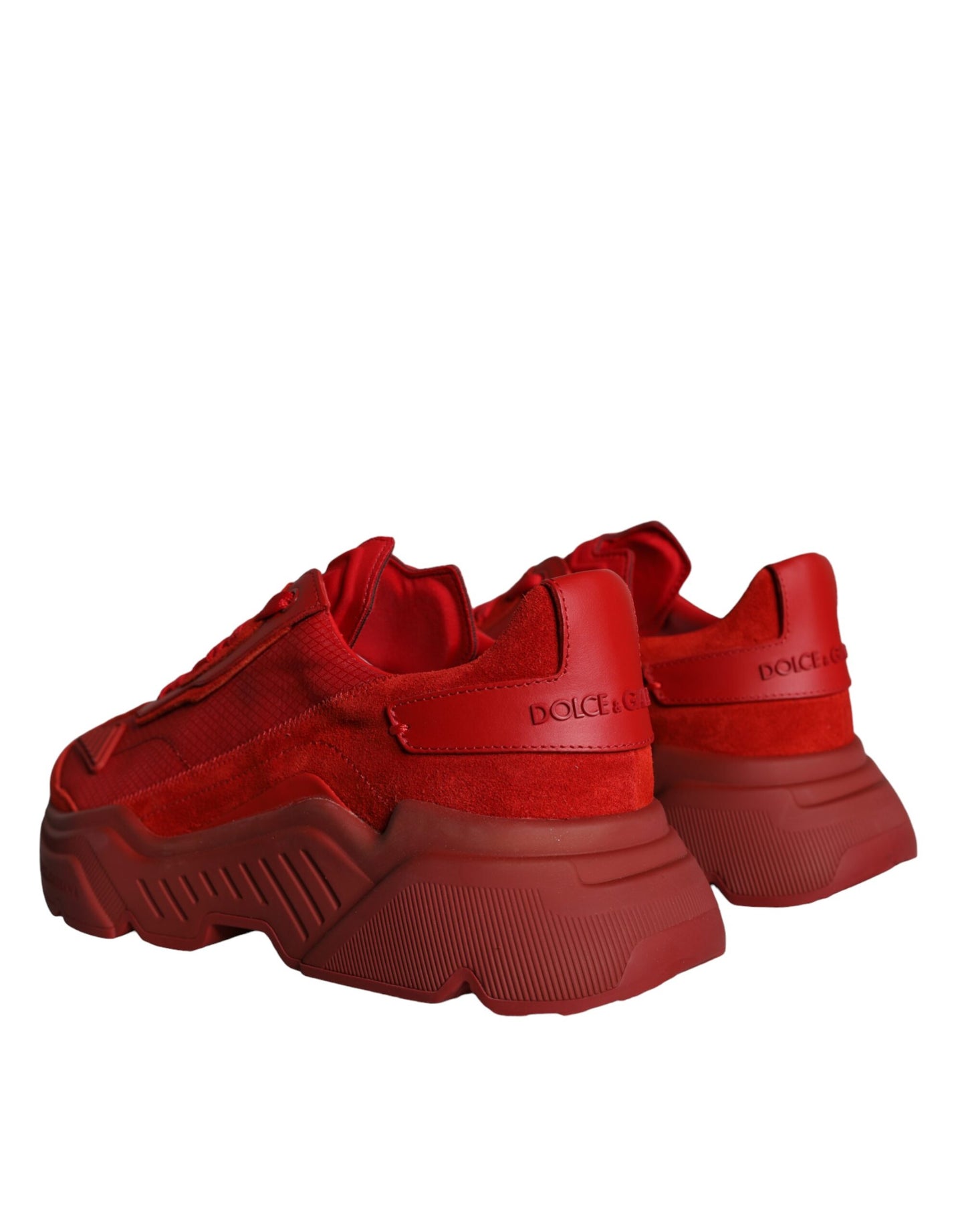Dolce & Gabbana Rote Leder Daymaster Low Top Sneakers Schuhe