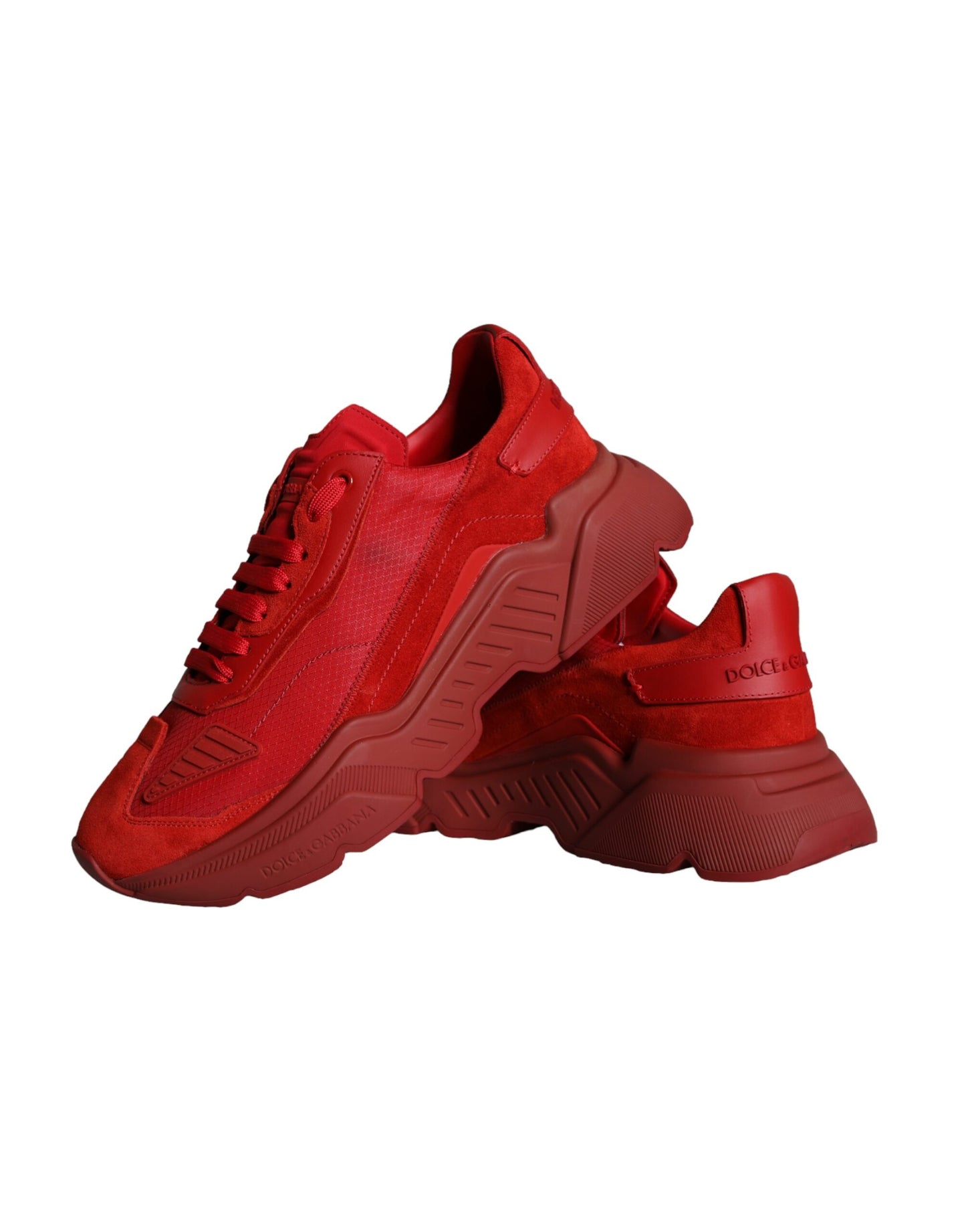Dolce & Gabbana Rote Leder Daymaster Low Top Sneakers Schuhe