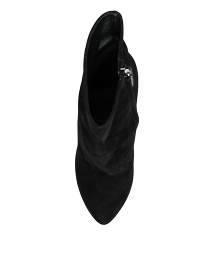Dolce & Gabbana Schwarze Wildleder Mid Calf Stiefel Schuhe