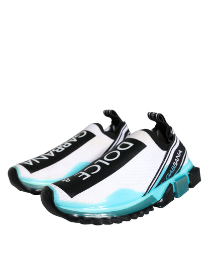 Dolce &amp; Gabbana White Blue Slip On Sorrento Sneakers Shoes