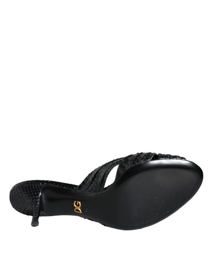 Dolce & Gabbana Schwarz Leder Absätze Sandalen Schuhe