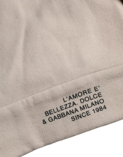 Dolce & Gabbana Beige Baumwolle Rundhalsausschnitt Sweatshirt Pullover