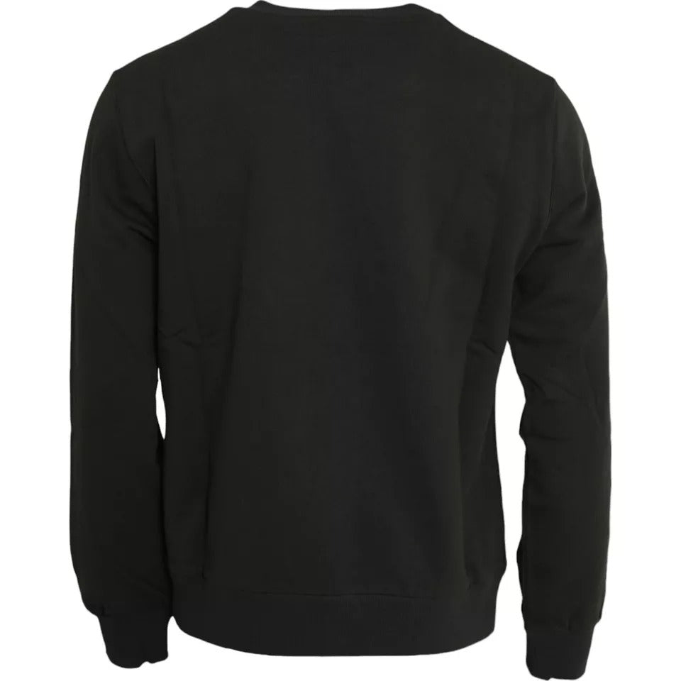 Dolce & Gabbana Grüner Logo-Baumwollpullover mit Rundhalsausschnitt