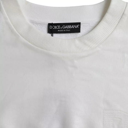 Dolce & Gabbana Weißes Baumwoll-Rundhals-Sweatshirt Pullover