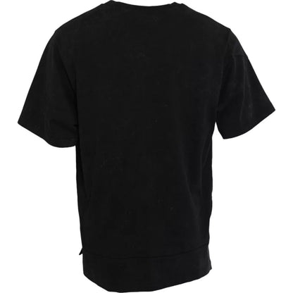 Dolce & Gabbana Schwarzes T-Shirt mit Rundhalsausschnitt aus Baumwolle mit Grafikdruck