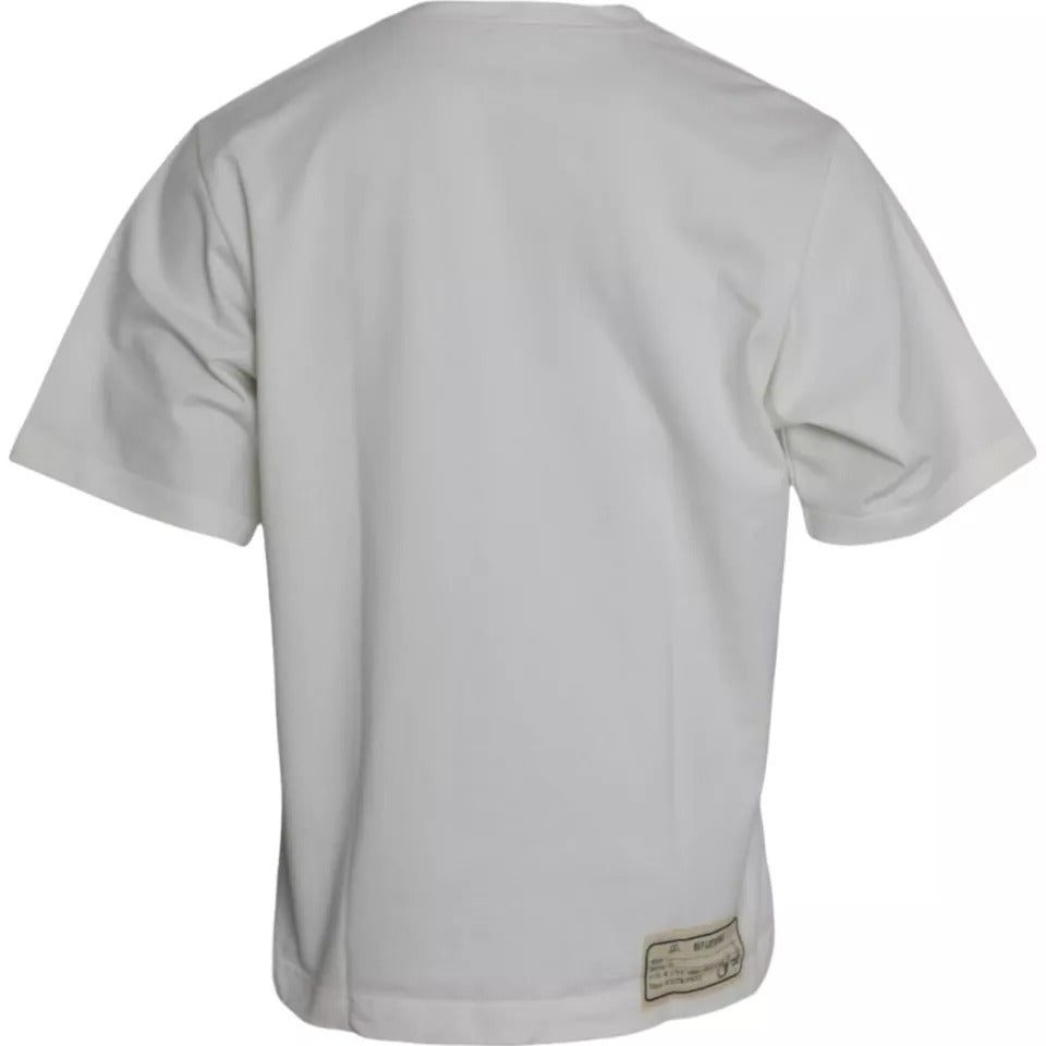 Dolce & Gabbana Weißes Love & Peace Baumwoll-T-Shirt mit Rundhalsausschnitt