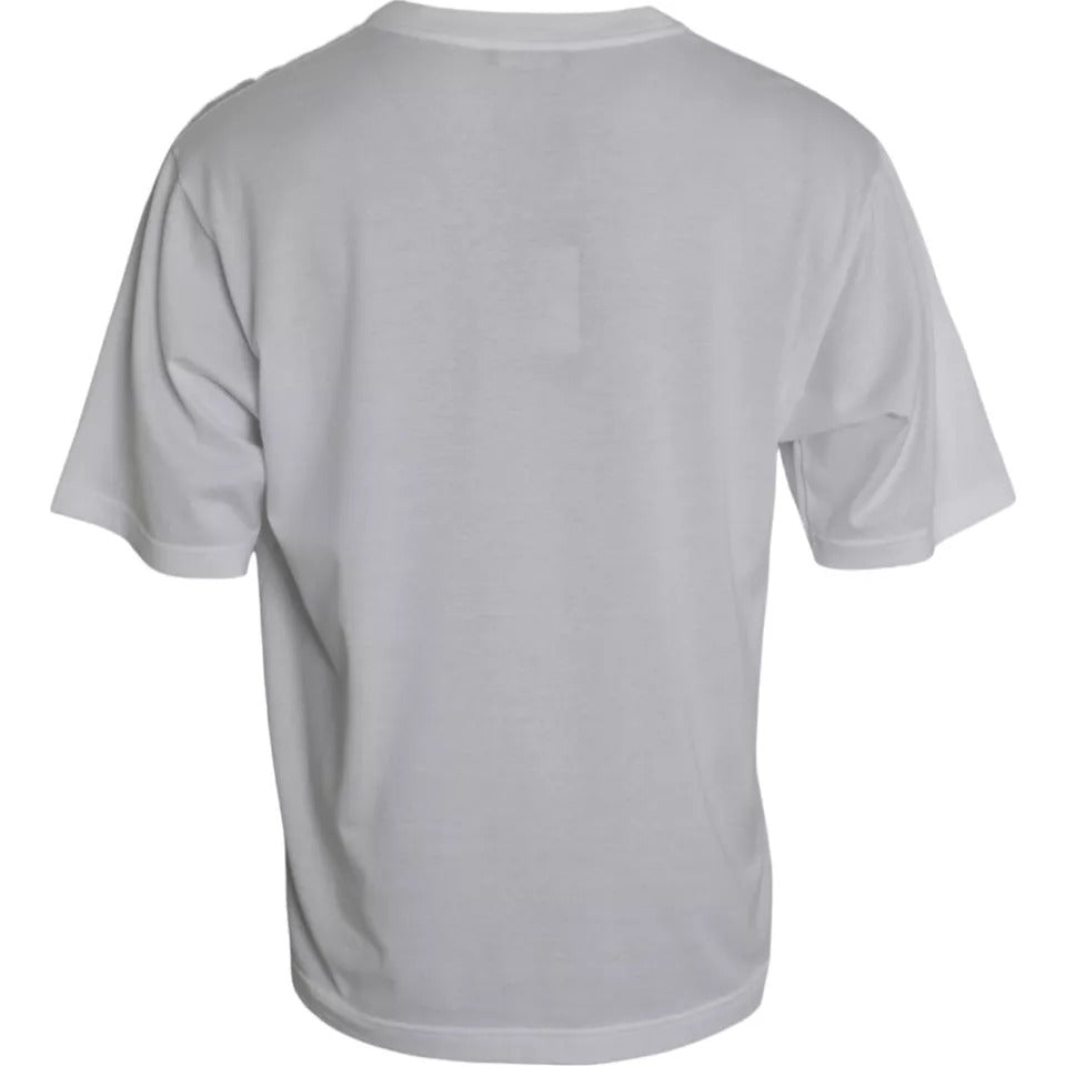 Dolce & Gabbana Weißes Baumwoll-T-Shirt mit Rundhalsausschnitt und kurzen Ärmeln