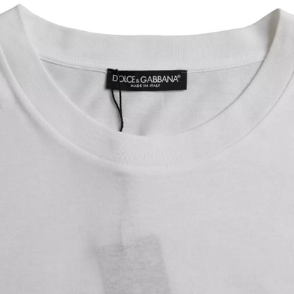 Dolce & Gabbana Weißes Baumwoll-T-Shirt mit Rundhalsausschnitt und kurzen Ärmeln