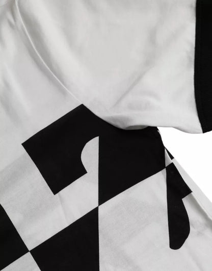 Dolce & Gabbana Schwarz Weiß Jazz Print Baumwolle Kurzarm-T-Shirt