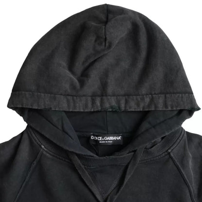 Dolce & Gabbana Schwarzes Baumwoll-T-Shirt mit Kapuze und kurzen Ärmeln
