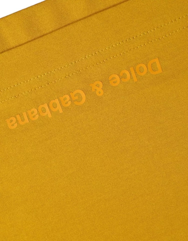 Dolce & Gabbana Dunkelgelbes Logo-Baumwoll-T-Shirt mit Rundhalsausschnitt