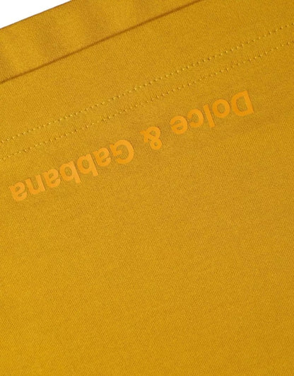 Dolce & Gabbana Dunkelgelbes Logo-Baumwoll-T-Shirt mit Rundhalsausschnitt