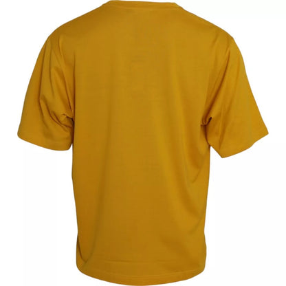 Dolce & Gabbana Dunkelgelbes Logo-Baumwoll-T-Shirt mit Rundhalsausschnitt