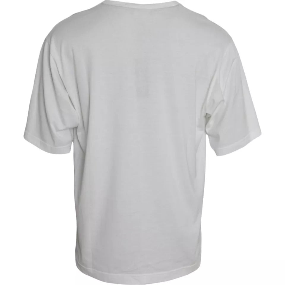 Dolce & Gabbana Weißes Logo-Rundhals-T-Shirt mit kurzen Ärmeln