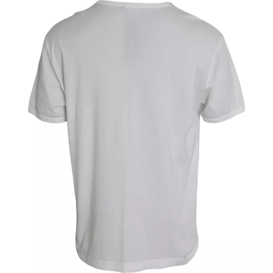 Dolce & Gabbana Weißes T-Shirt mit Logo-Prägung aus Baumwolle mit Rundhalsausschnitt