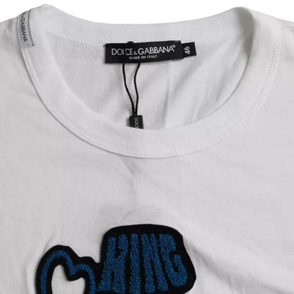 Dolce & Gabbana Weiß König der Liebe Rundhalsausschnitt Kurzarm-T-Shirt