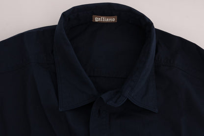 John Galliano Blaues Freizeithemd aus Baumwolle mit langen Ärmeln