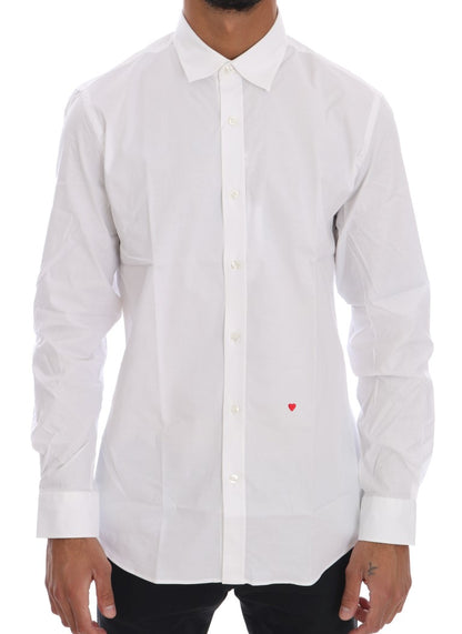 Moschino Weißes Baumwoll-Stretch-Hemd mit schmaler Passform