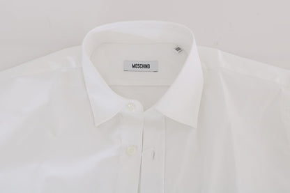 Moschino Weißes Baumwoll-Stretch-Hemd mit schmaler Passform