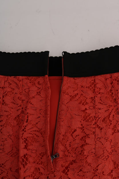 Dolce & Gabbana Orange Makramee-Spitzen-Bleistiftrock
