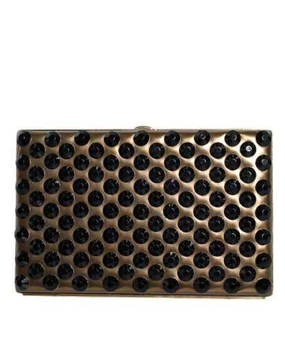 Dolce & Gabbana Gold Kristall Bifold Clutch Abend Party Frauen Geldbörse Tasche