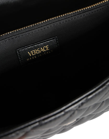 Versace Schwarze gesteppte Nappaleder Crossbody Umhängetasche