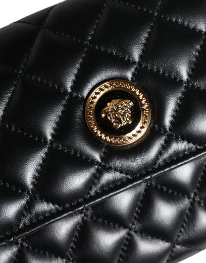 Versace Schwarze gesteppte Nappaleder Crossbody Umhängetasche