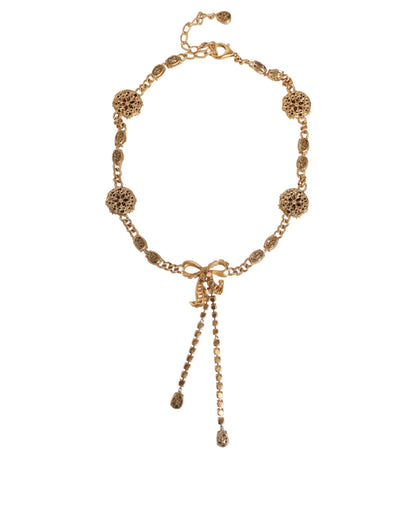 Dolce & Gabbana Goldfarbener, kristallverzierter Messinggürtel