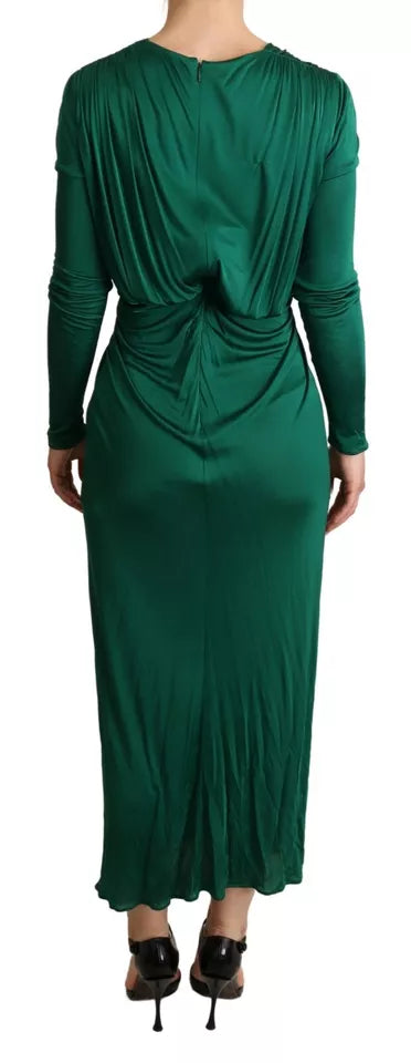 Dolce &amp; Gabbana Dark green long-sleeved viscose midi dress