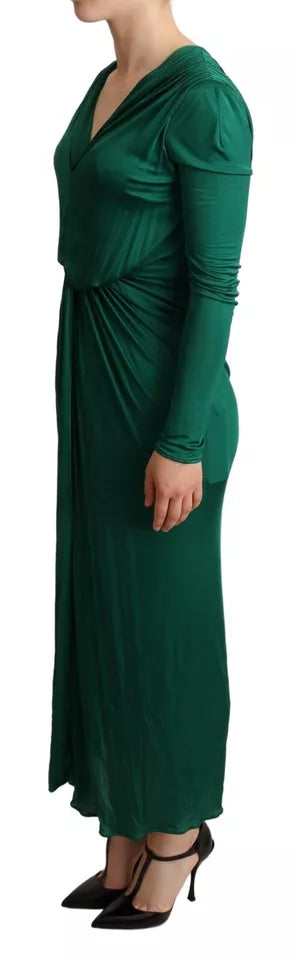 Dolce &amp; Gabbana Dark green long-sleeved viscose midi dress