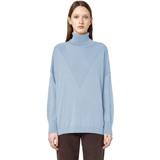 Alpha Studio Hellblauer Seidenpullover für Frauen