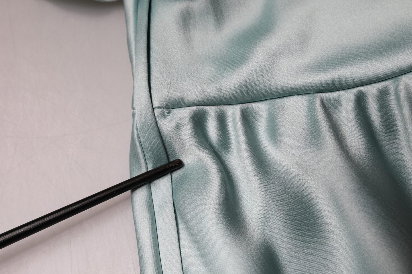Dolce &amp; Gabbana Mint Green Silk Fit Cut One Shoulder Dress