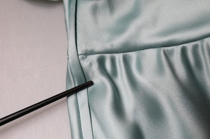 Dolce &amp; Gabbana Mint Green Silk Fit Cut One Shoulder Dress