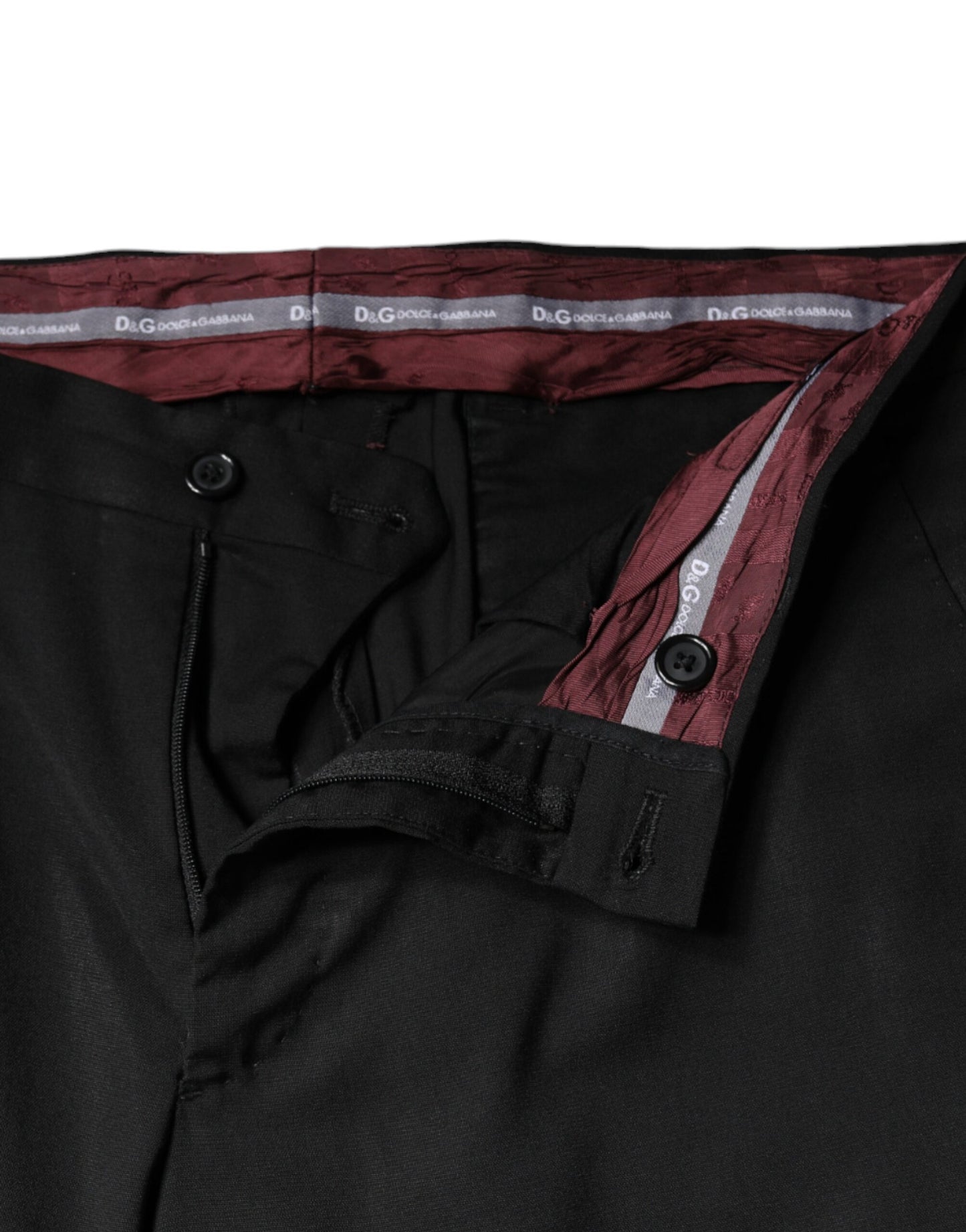 Dolce &amp; Gabbana Black Polyester High Waist Tapered Pants