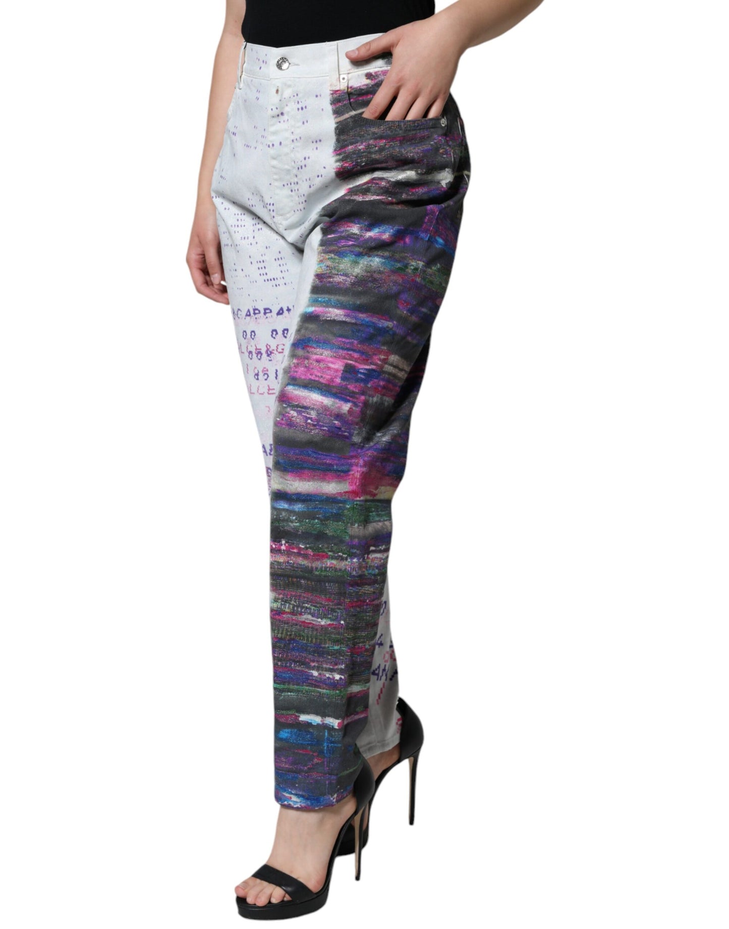 Dolce &amp; Gabbana Multicolor Cotton Stretch High Waist Denim Jeans
