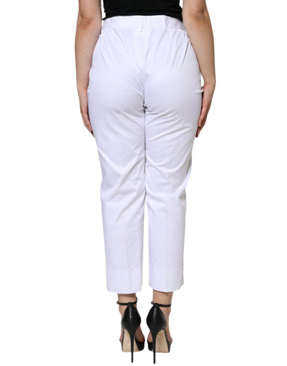 Dolce &amp; Gabbana White Cotton Mid Waist Tapered Denim Jeans