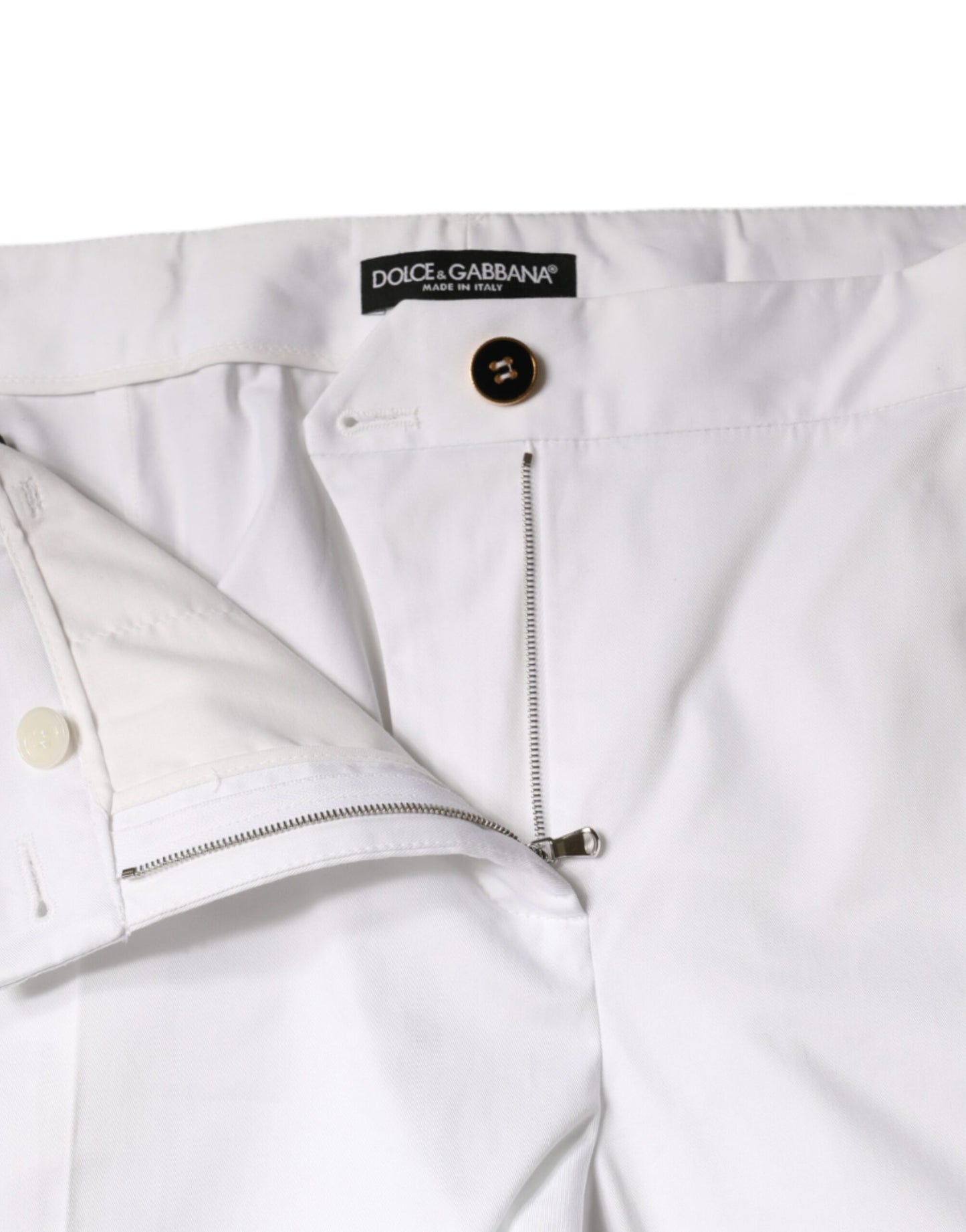 Dolce &amp; Gabbana White Cotton Mid Waist Tapered Denim Jeans