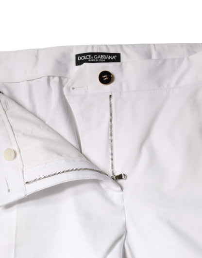 Dolce &amp; Gabbana White Cotton Mid Waist Tapered Denim Jeans