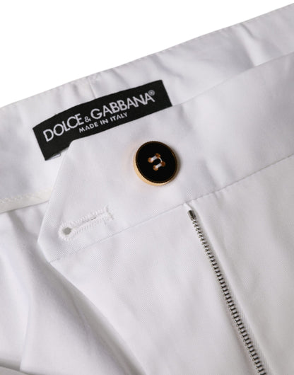 Dolce &amp; Gabbana White Cotton Mid Waist Tapered Denim Jeans