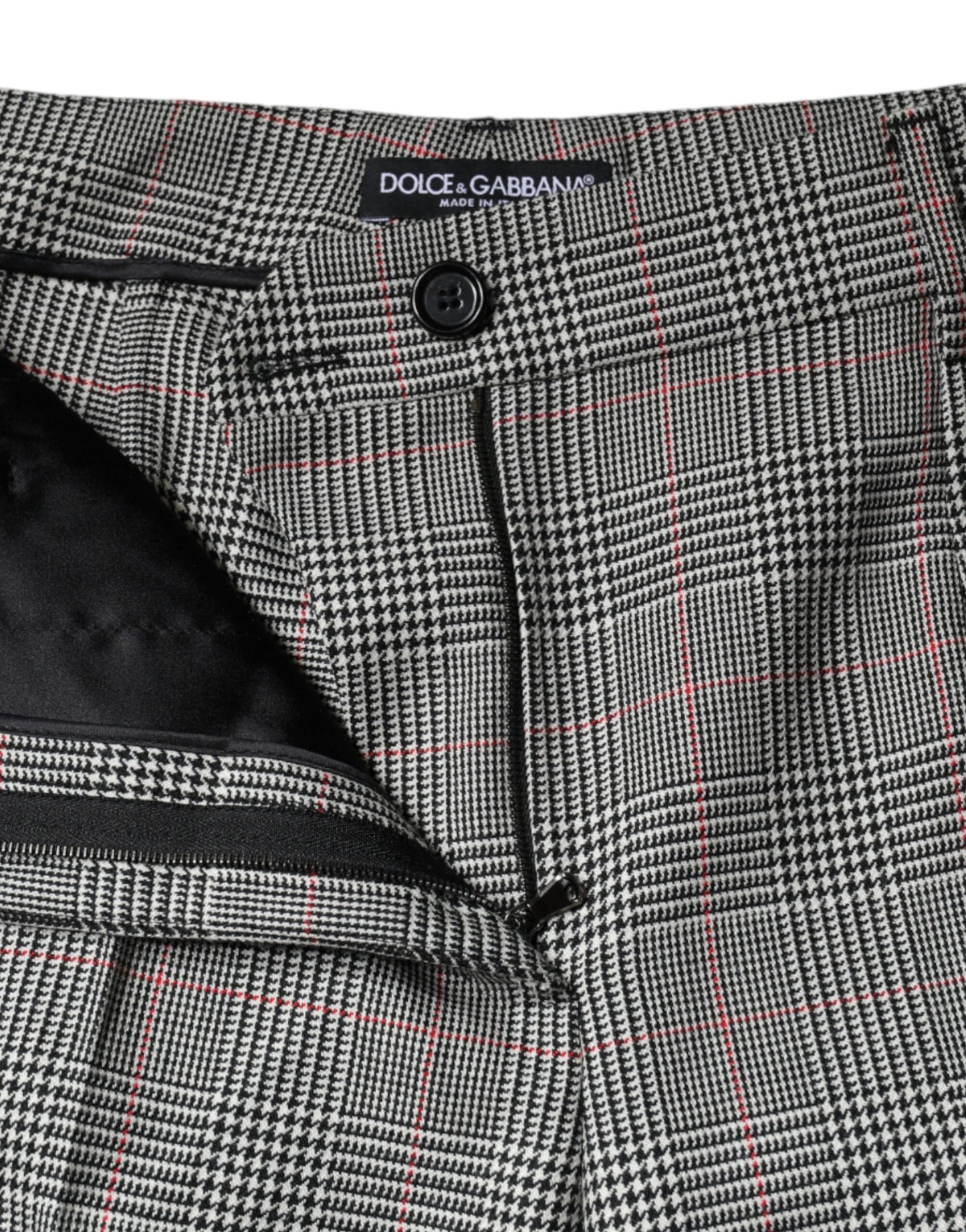 Dolce &amp; Gabbana Gray Plaid Wool Mid Waist Women Tapered Pants