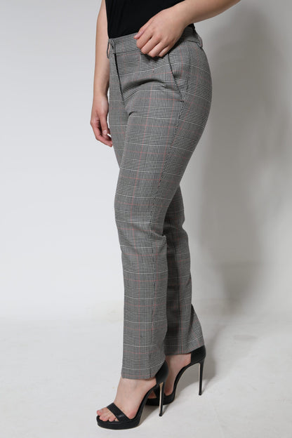 Dolce &amp; Gabbana Gray Plaid Wool Mid Waist Women Tapered Pants