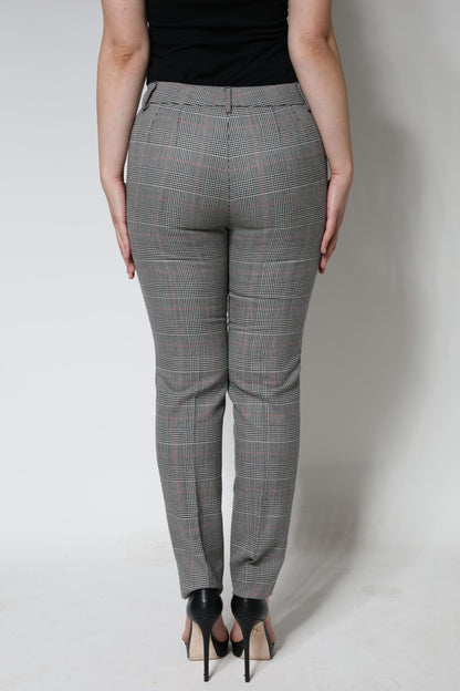 Dolce &amp; Gabbana Gray Plaid Wool Mid Waist Women Tapered Pants